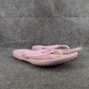Crocs Shoes Womens 10 Sandals Flip Flops Crocband Pink White Casual Comfort Flat